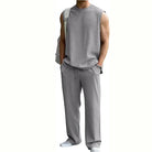 Ribbed Sleeveless Tank & Trouser Set - Grey