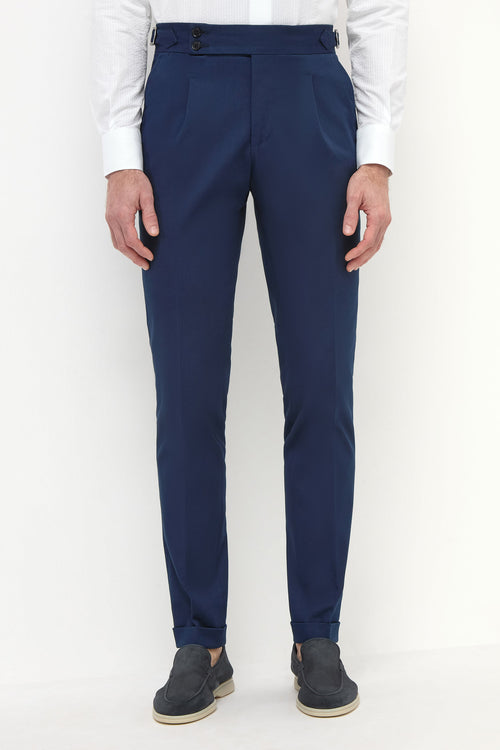 Blue cotton Soragna trousers - Made in Italy