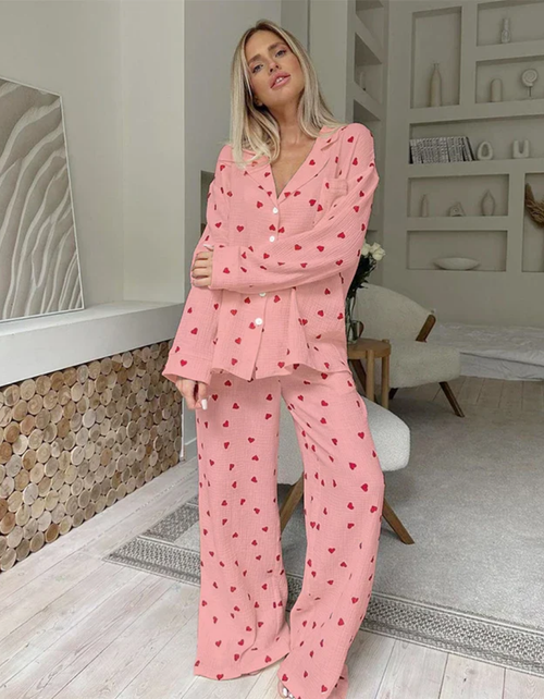 Amarie – Pyjama à cœurs – T-shirt à manches longues et pantalon