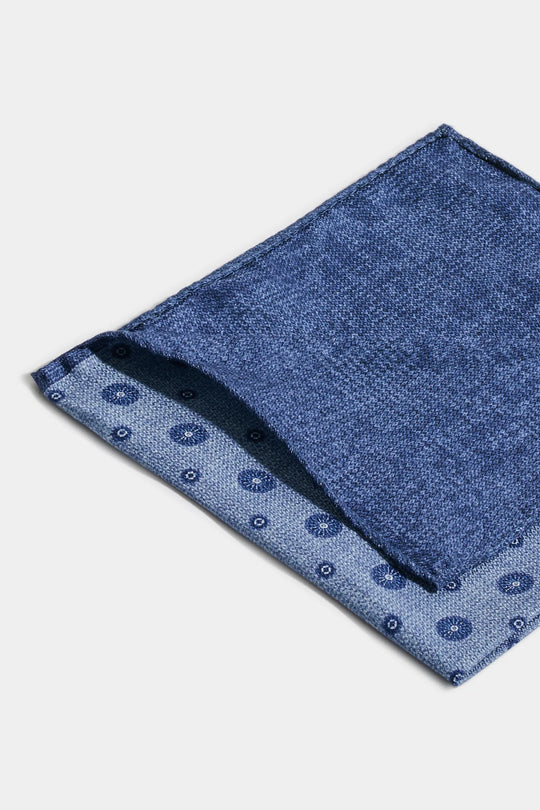 Avio blue fancy pocket square - Made in Italy