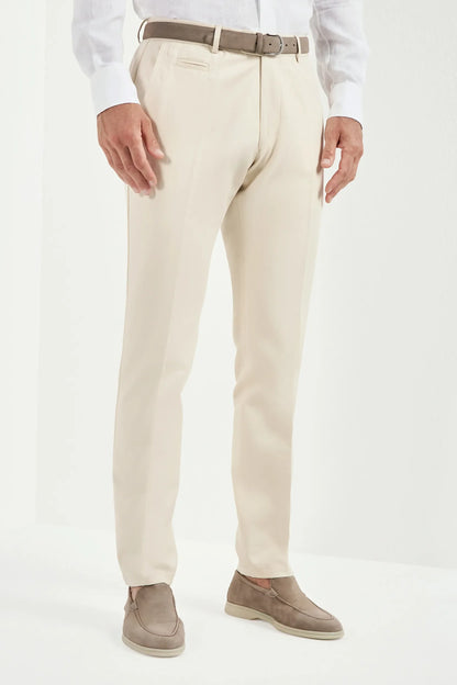 Beige cotton and linen Garda trousers - Made in Italy