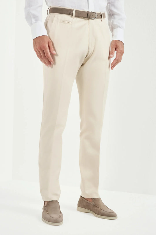 Beige cotton and linen Garda trousers - Made in Italy