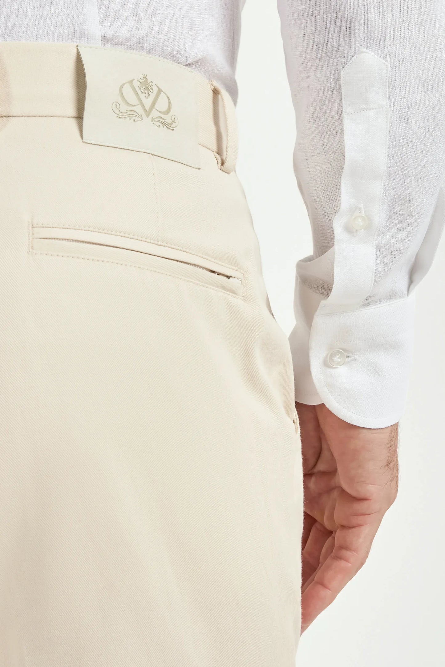 Beige cotton and linen Garda trousers - Made in Italy