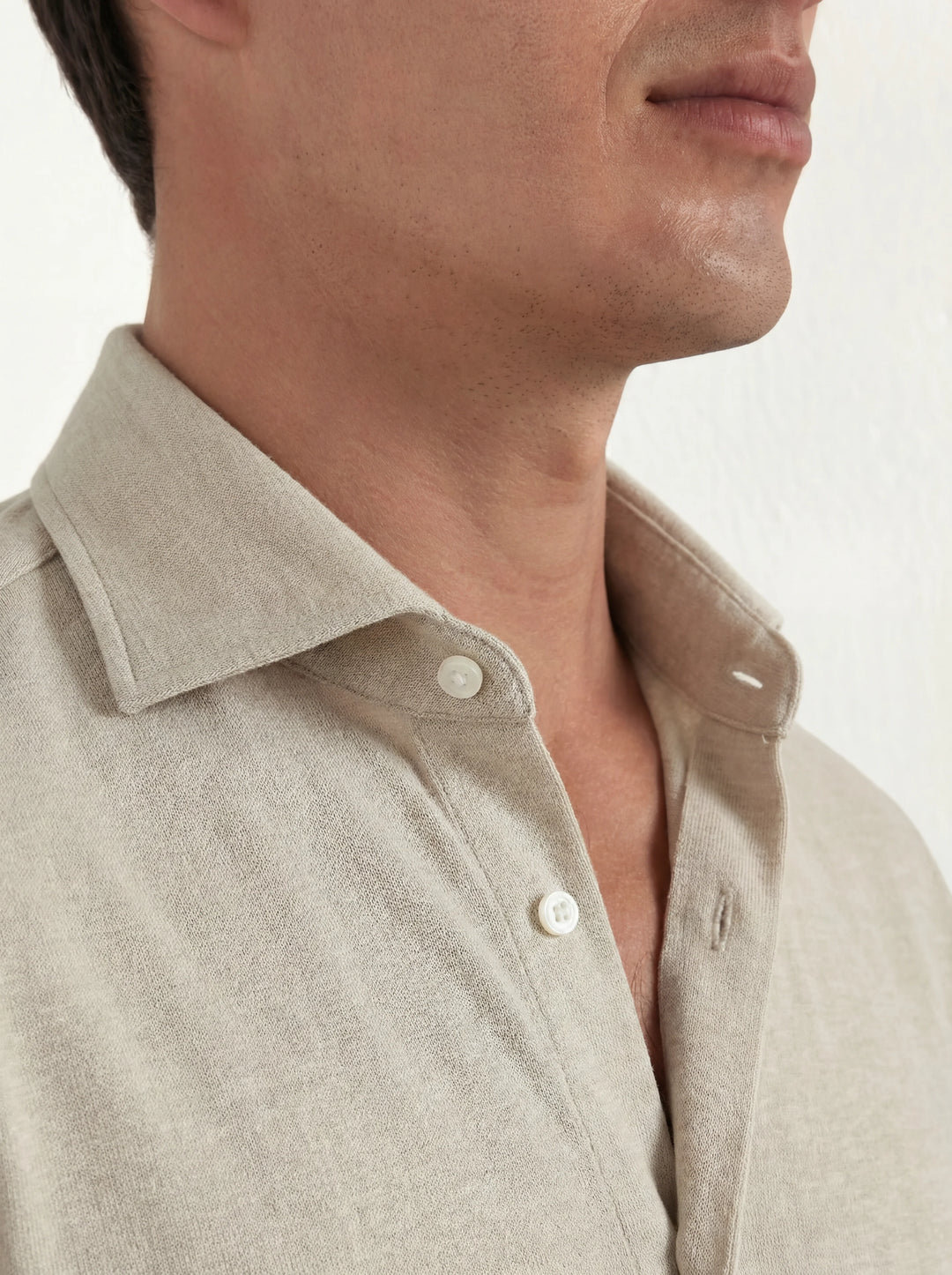 Beige jersey merino shirt - Made in Italy