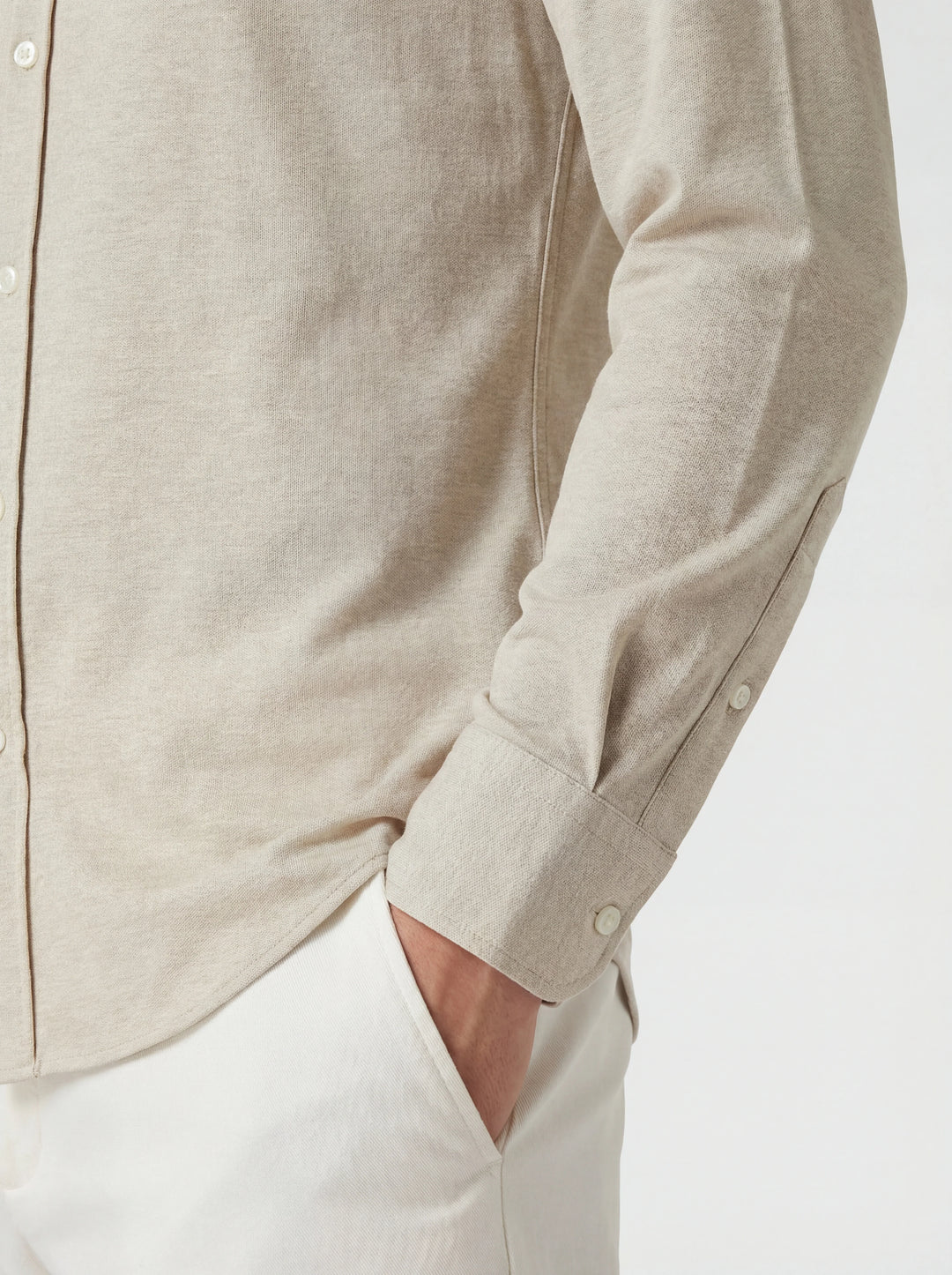 Beige jersey merino shirt - Made in Italy