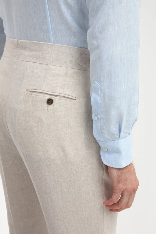 Beige linen Soragna trousers  - Made in Italy