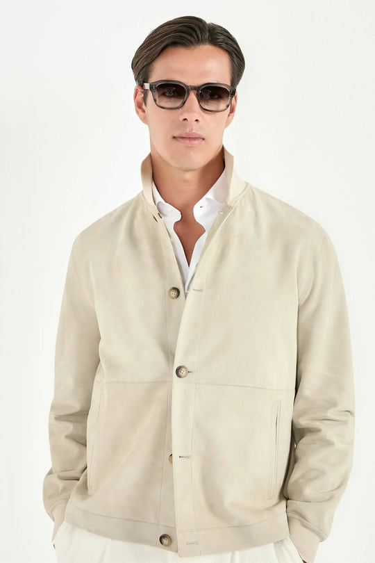 Beige suede bomber - Made in Italy