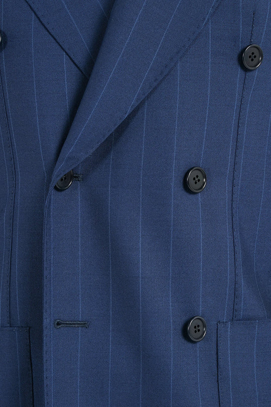 Blue double breasted striped suit - Made in Italy