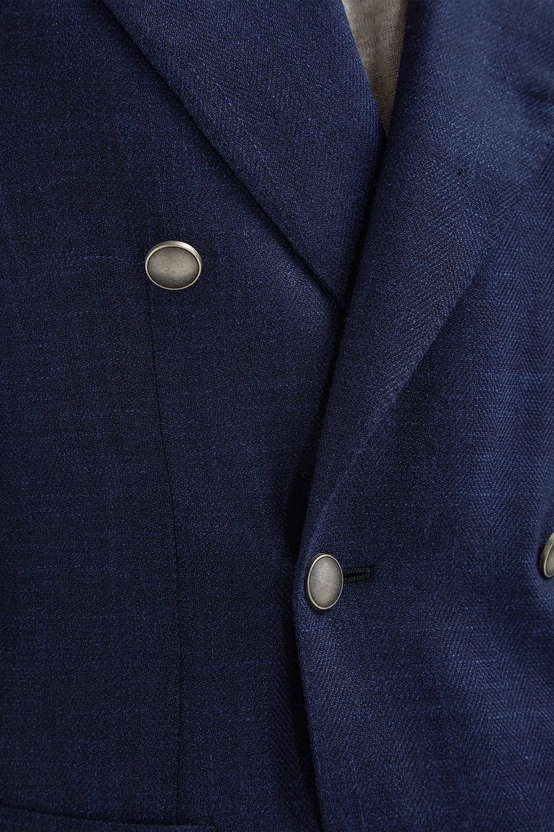 Blue herringbone double breasted jacket - Made in Italy