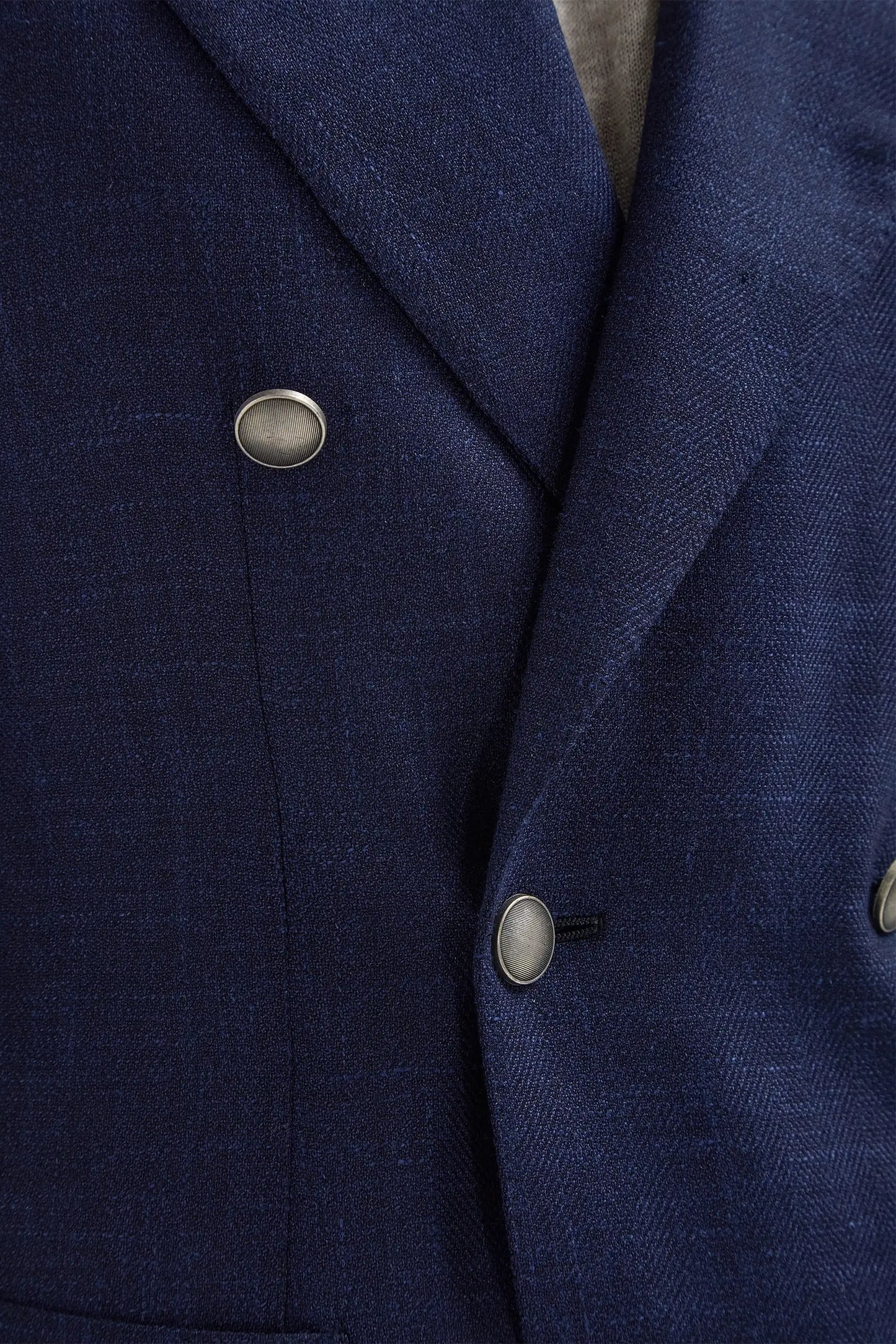 Blue herringbone double breasted jacket - Made in Italy