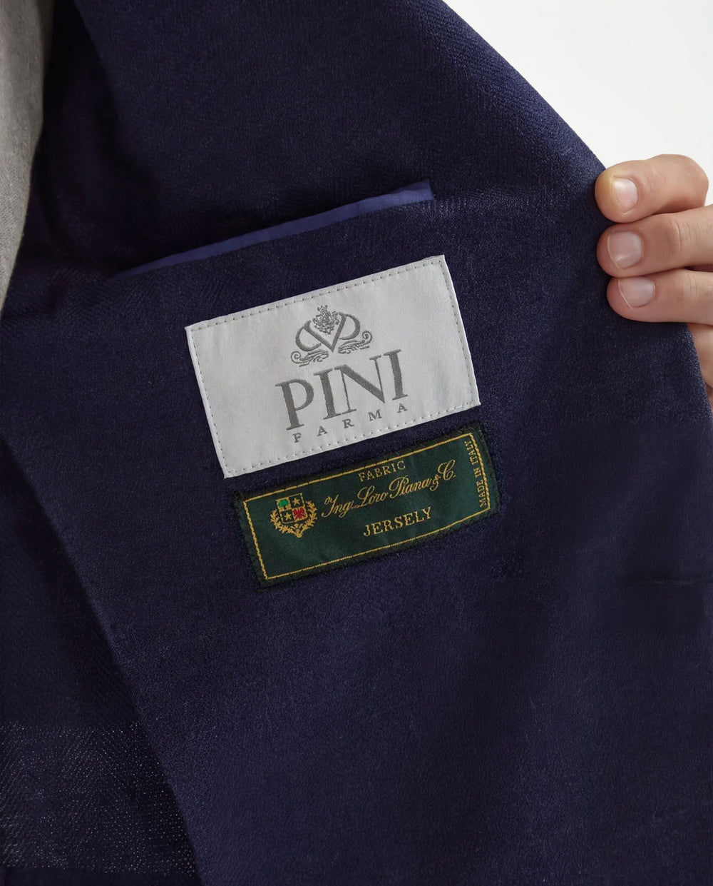 Blue herringbone double breasted jacket - Made in Italy