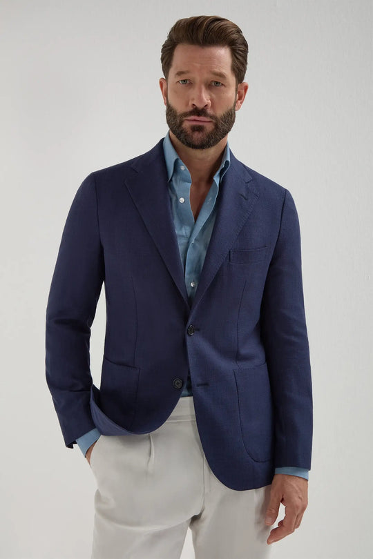 Blue jacket in cotton and silk - Made in Italy