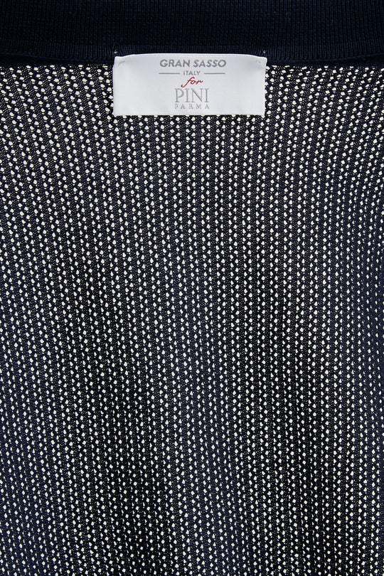 Blue knitted polo cardigan - Made in Italy