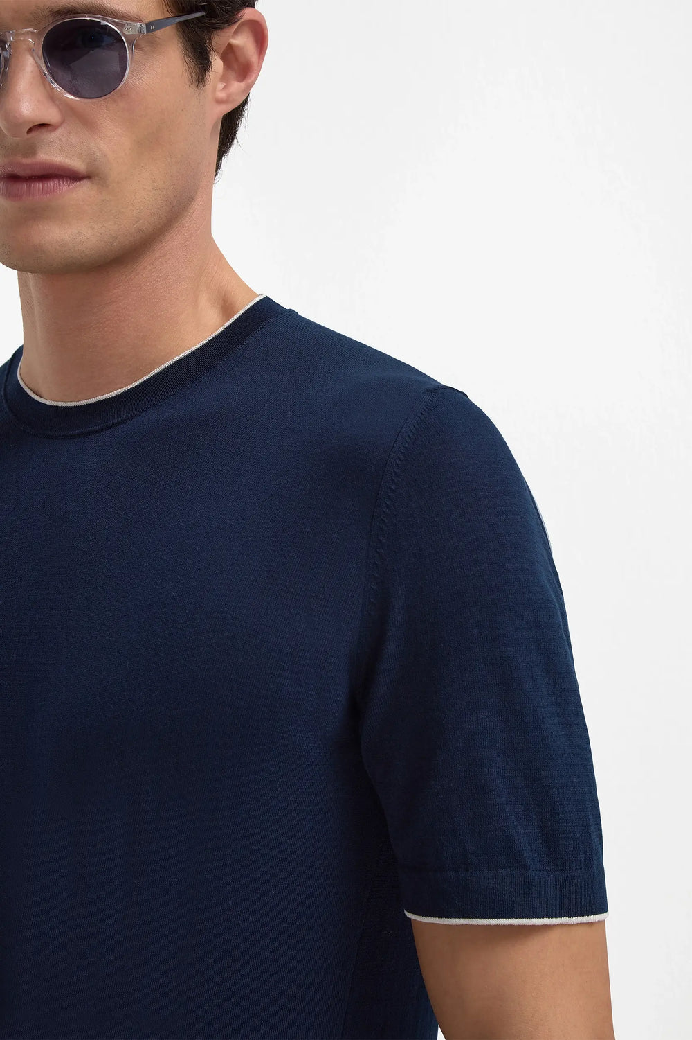 Blue knitted t-shirt - Made in Italy