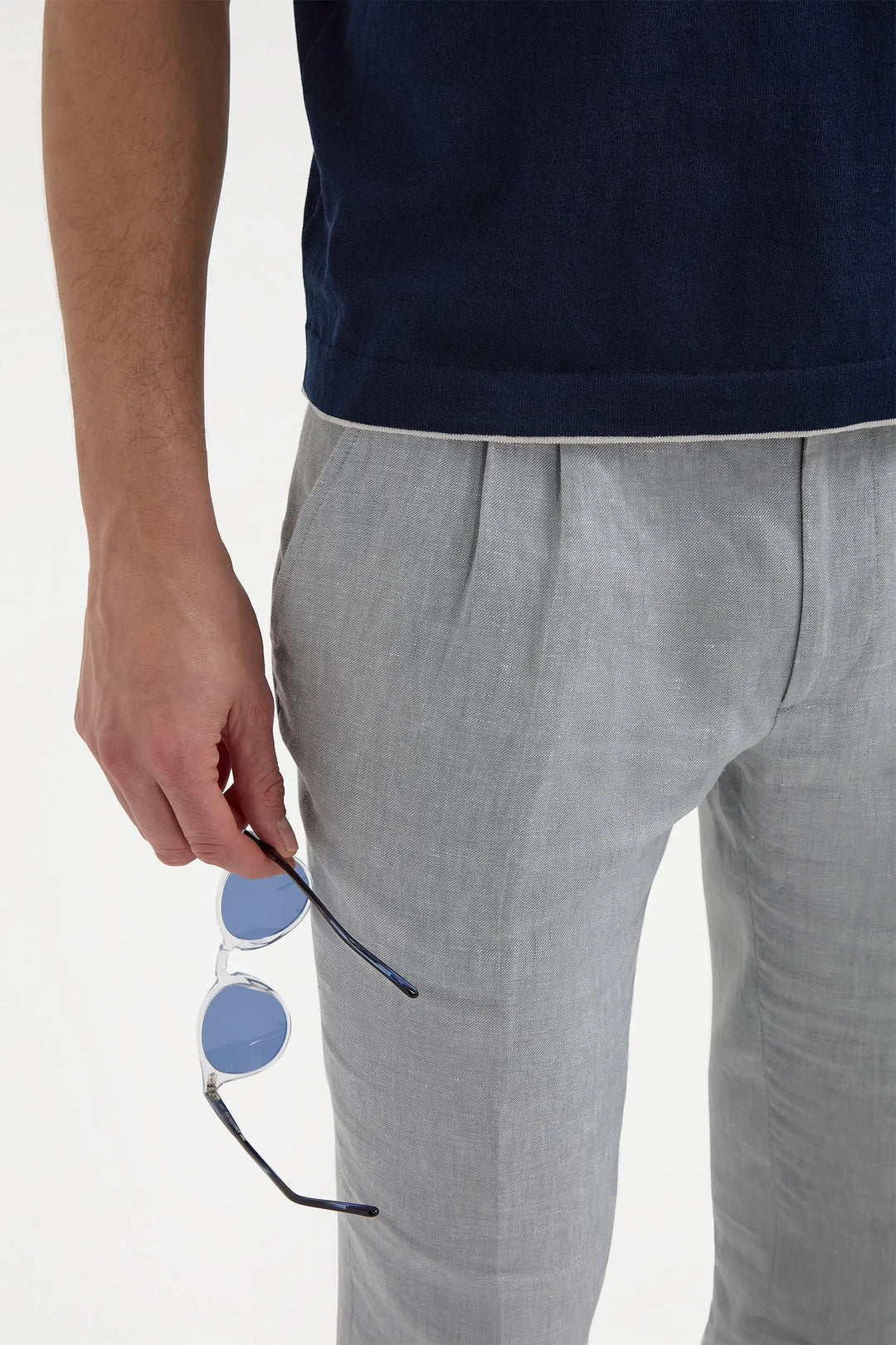 Blue knitted t-shirt - Made in Italy