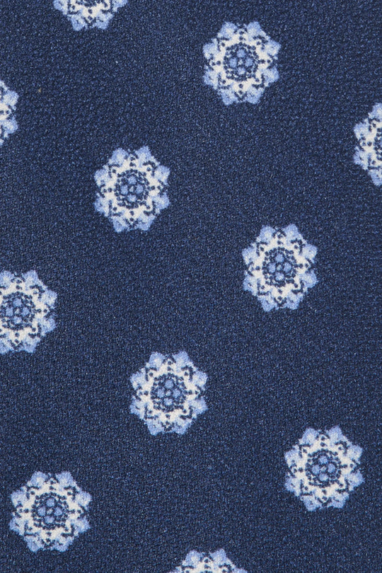 Blue macro fancy silk tie - Made in Italy