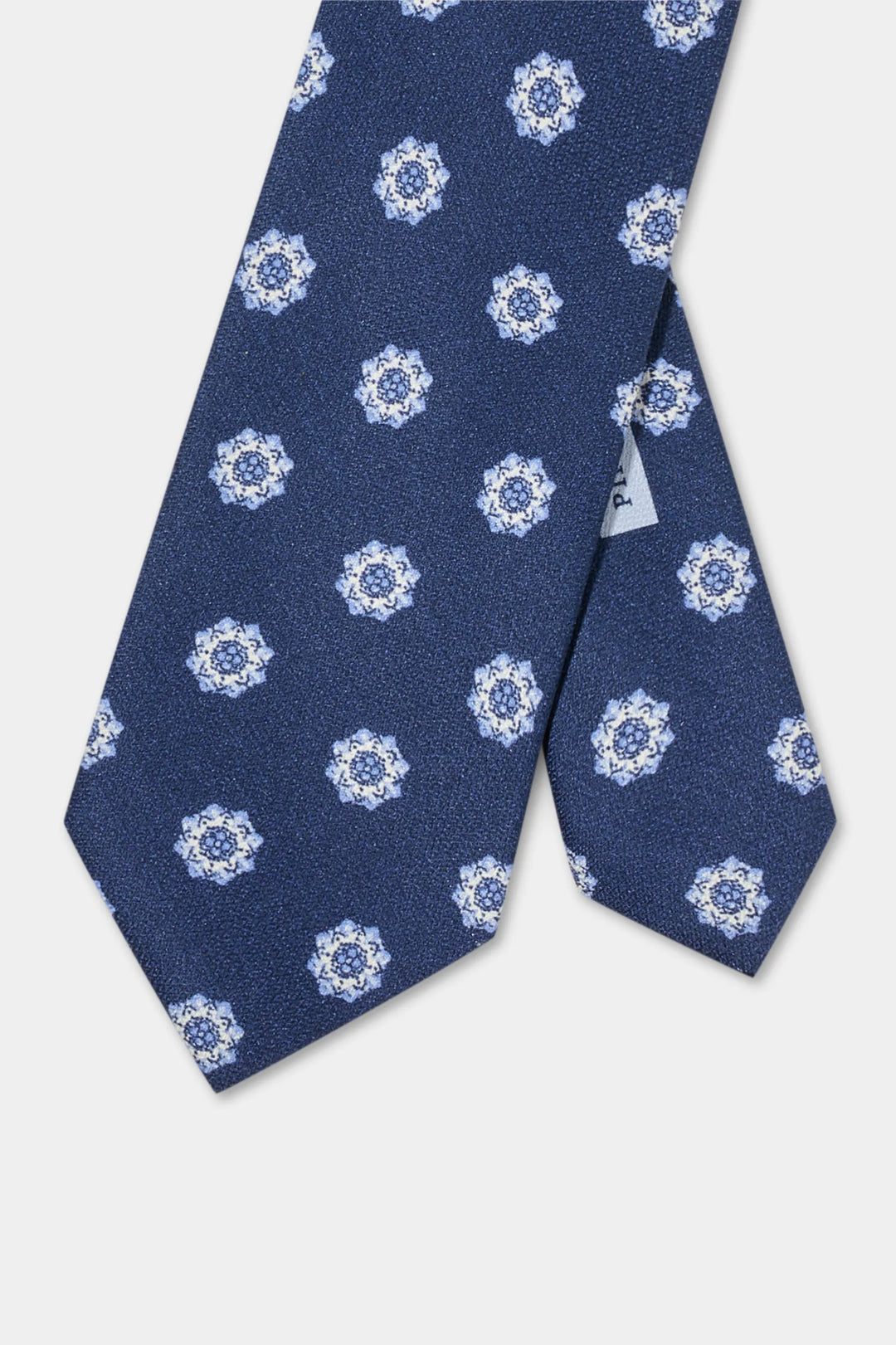 Blue macro fancy silk tie - Made in Italy
