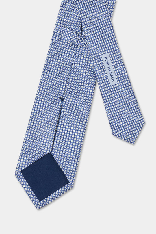 Blue micro fancy silk tie - Made in Italy