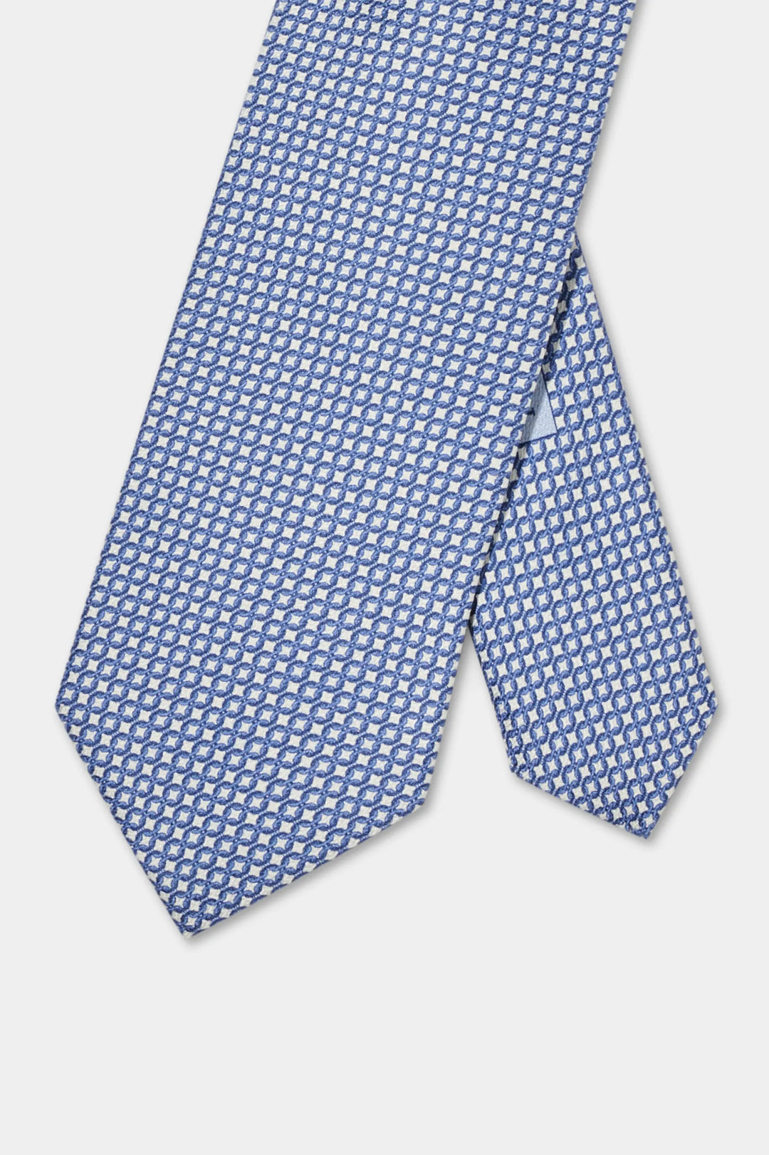 Blue micro fancy silk tie - Made in Italy