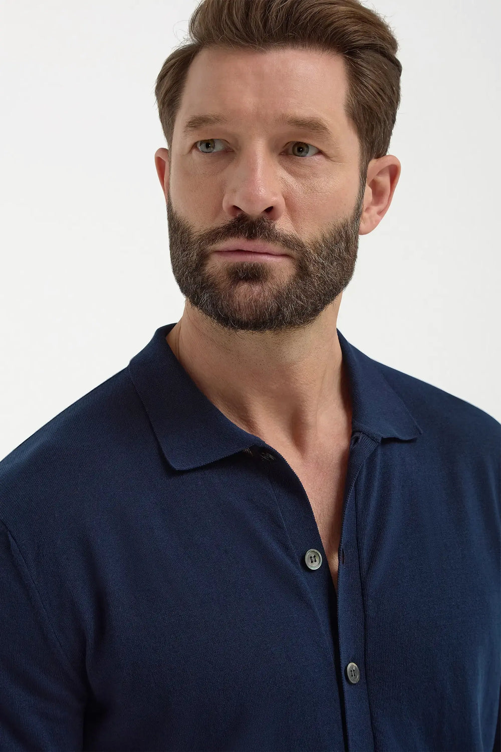 Blue polo cardigan - Made in Italy