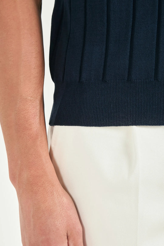 Blue ribbed polo - Made in Italy