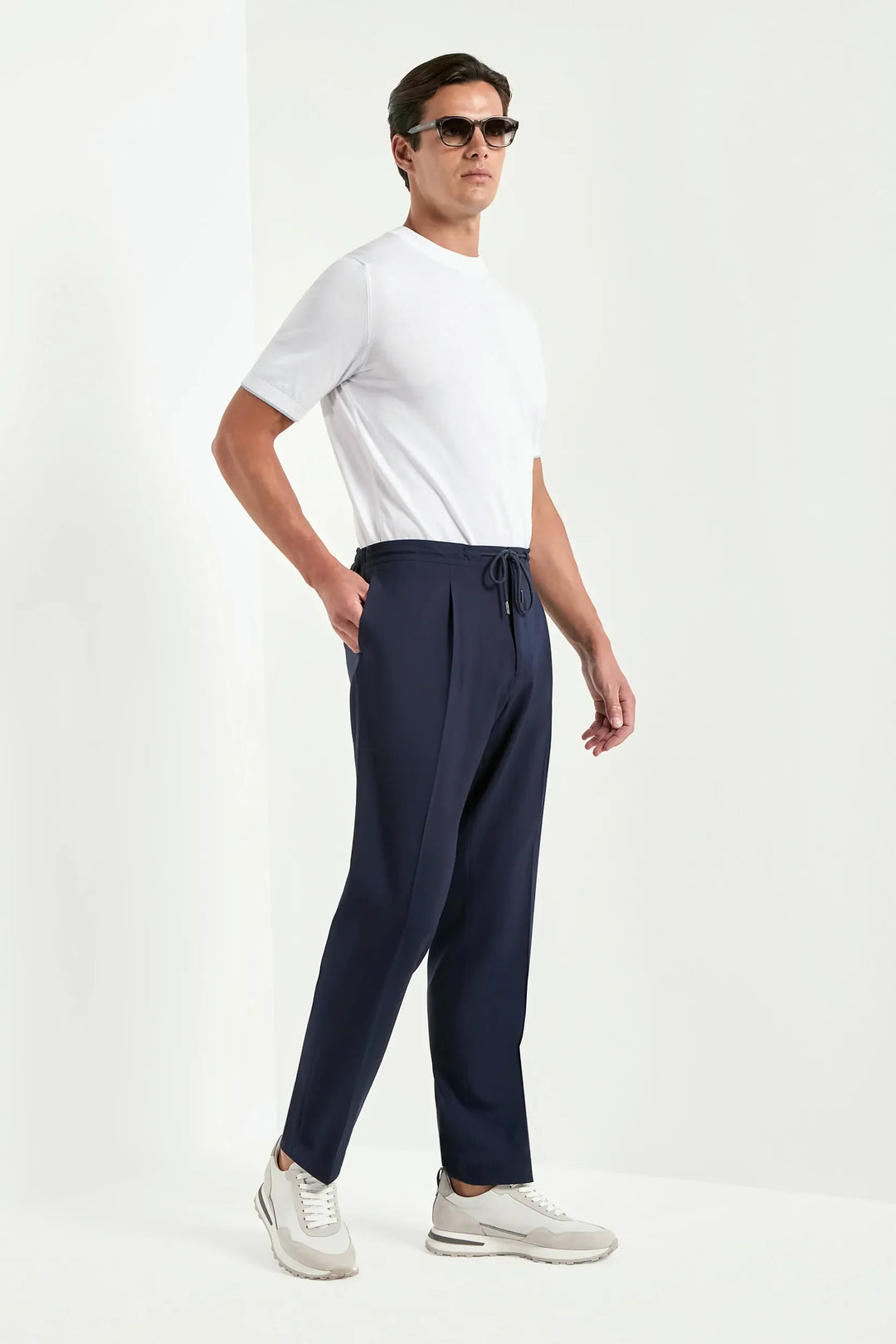 Blue travel Alassio trousers - Made in Italy