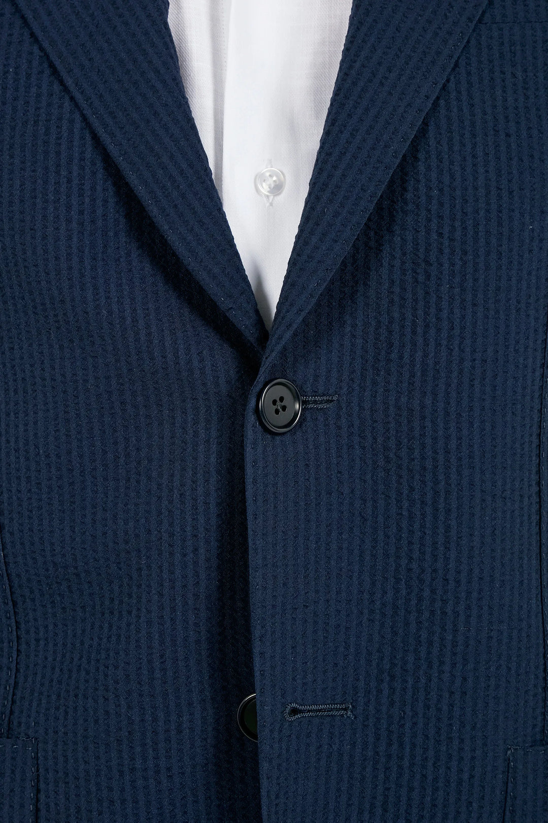 Blue wool and silk seersucker suit - Made in Italy