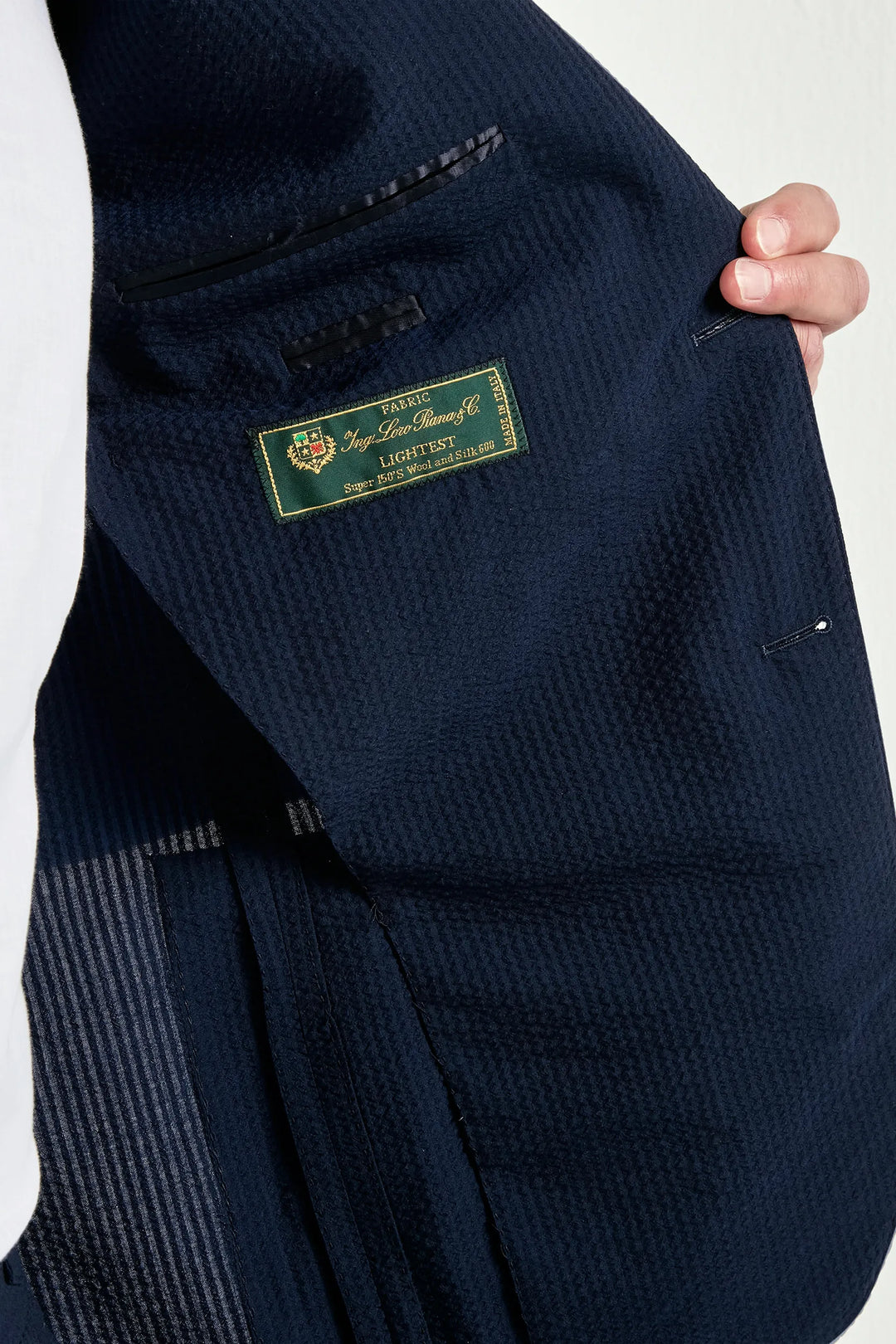 Blue wool and silk seersucker suit - Made in Italy