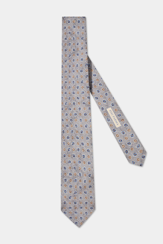 Grey fancy silk tie - Made in Italy