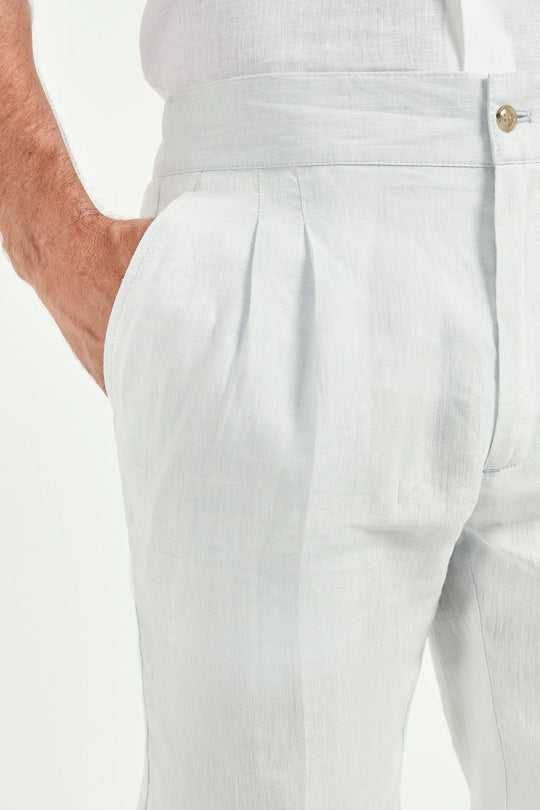 Ice blue linen relaxed shorts - Made in Italy
