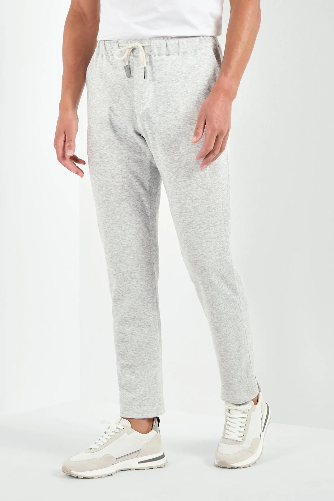 Light grey jersey jogger pants - Made in Italy