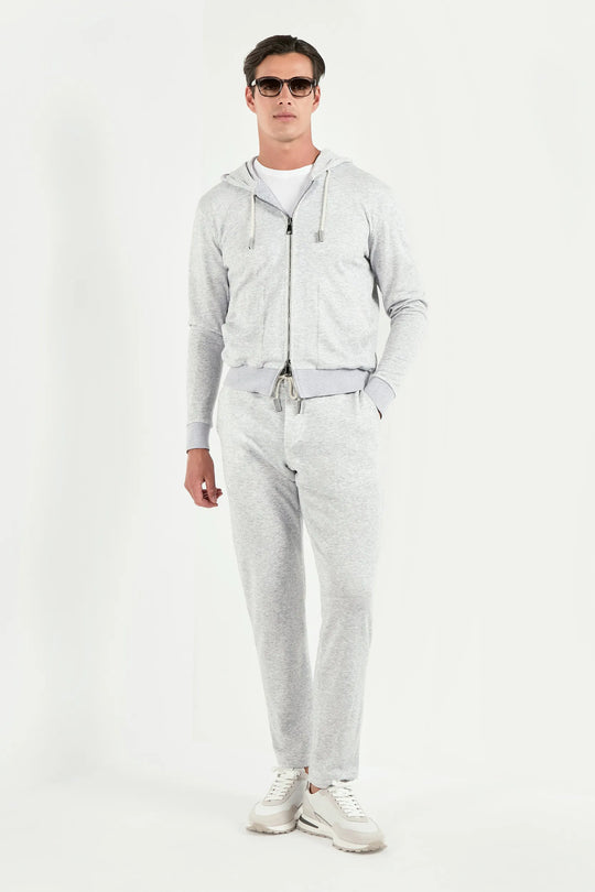 Light grey jersey zip hoodie - Made in Italy