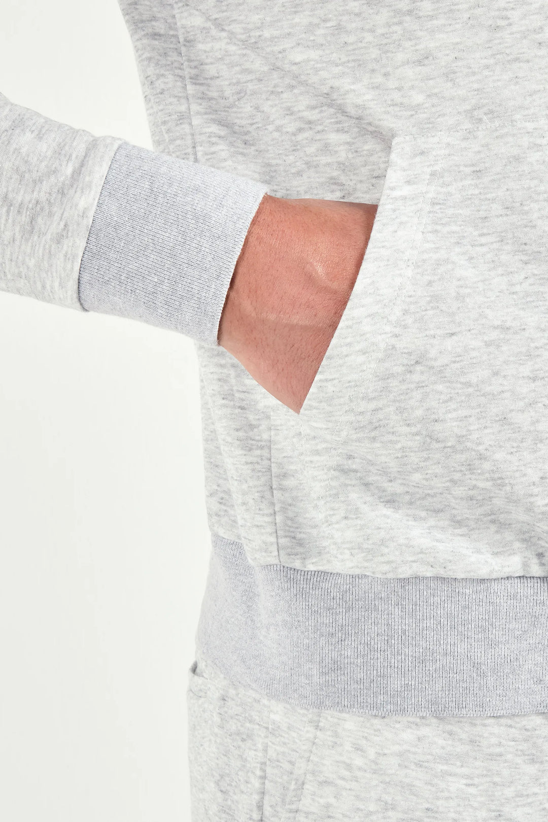 Light grey jersey zip hoodie - Made in Italy