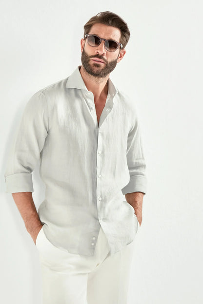 Light grey linen shirt - Made in Italy