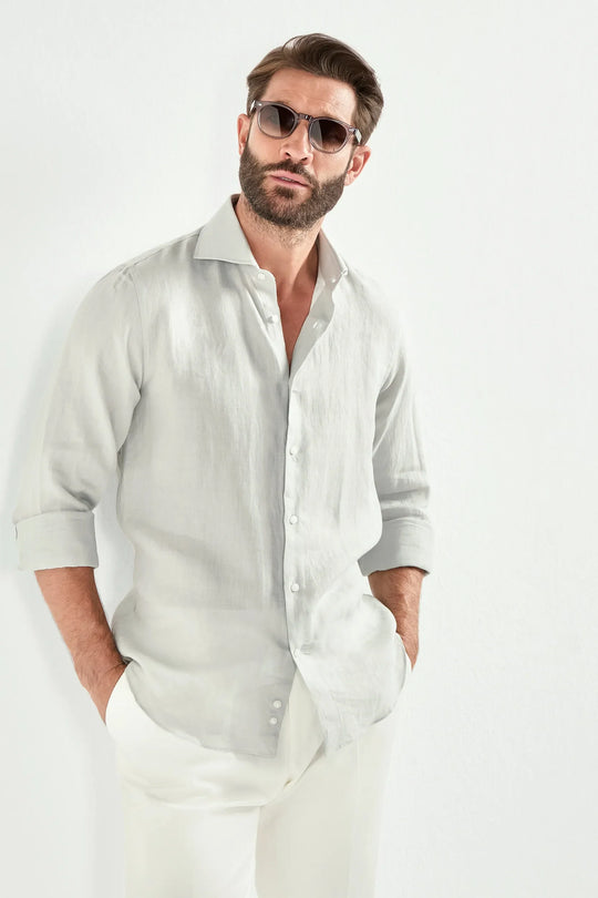 Light grey linen shirt - Made in Italy
