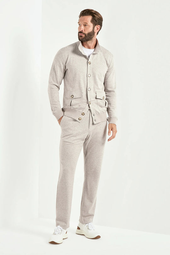 Light taupe jersey cardigan - Made in Italy