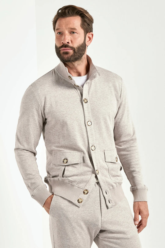 Light taupe jersey cardigan - Made in Italy