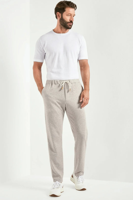Light taupe jersey jogger pants - Made in Italy