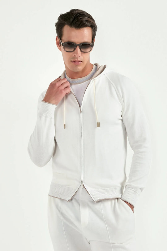 Off-white cashmere blend hoodie - Made in Italy