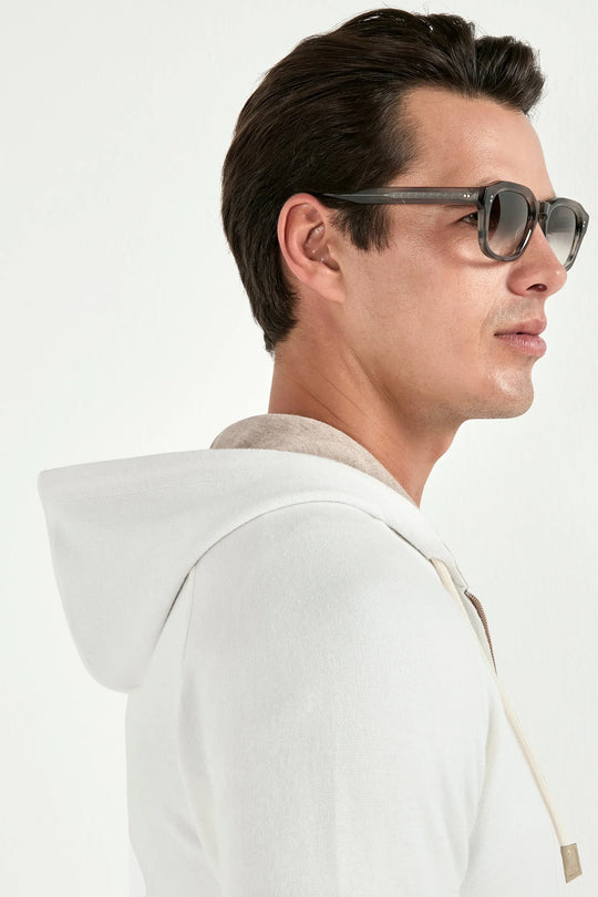 Off-white cashmere blend hoodie - Made in Italy