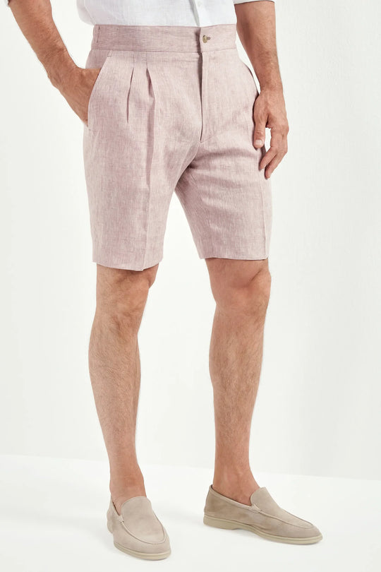 Old rose linen relaxed shorts - Made in  Italy