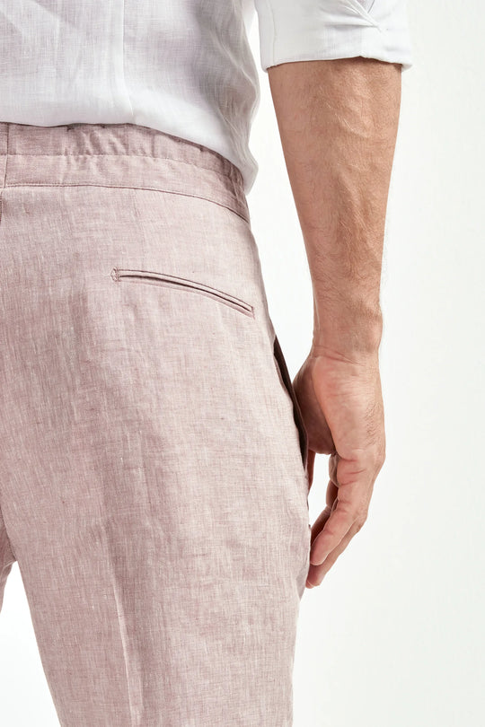 Old rose linen relaxed shorts - Made in  Italy