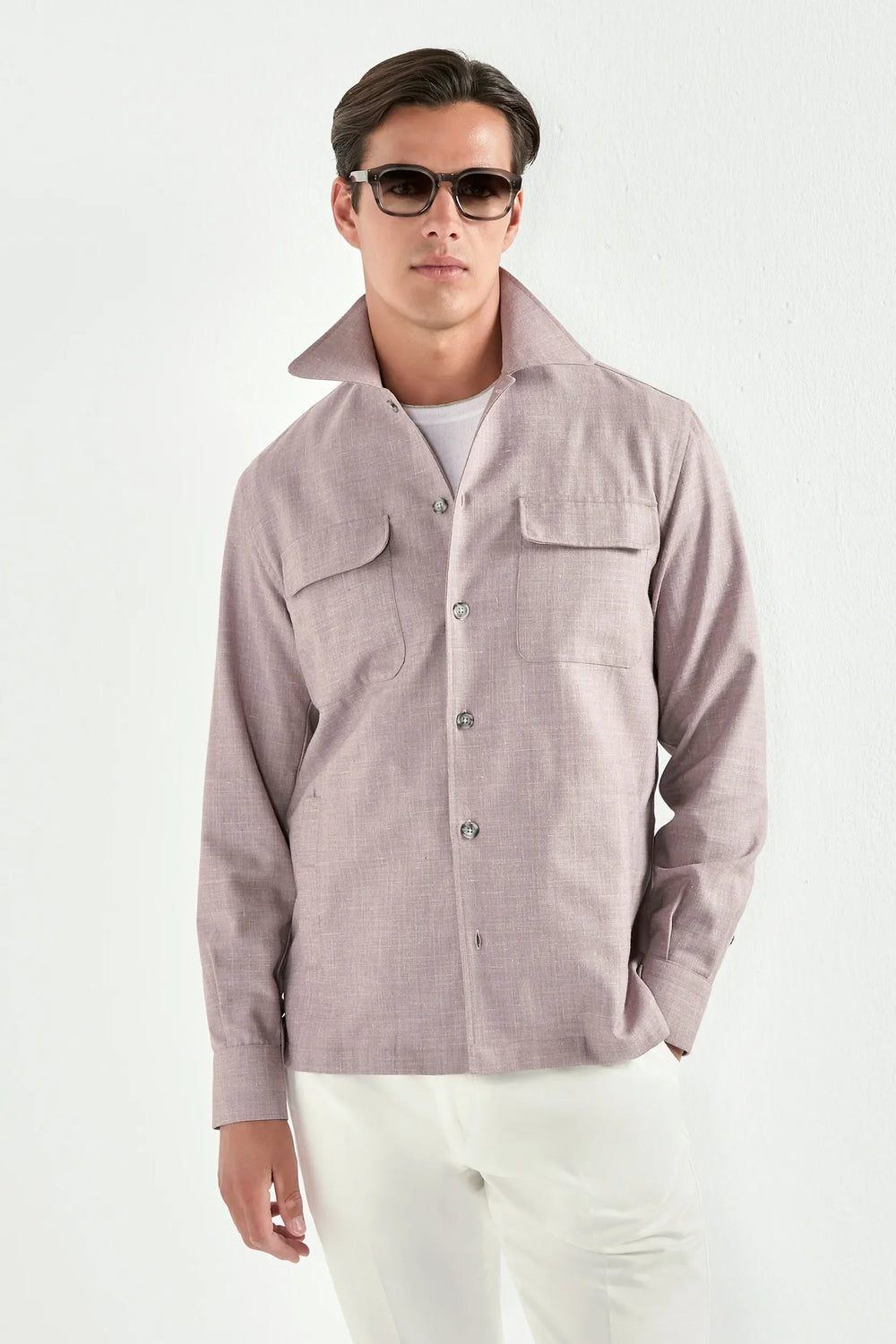Old rose overshirt - Made in Italy
