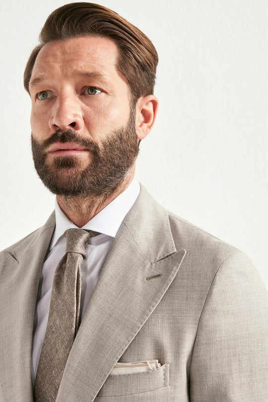 Sand wool silk and linen suit - Made in Italy