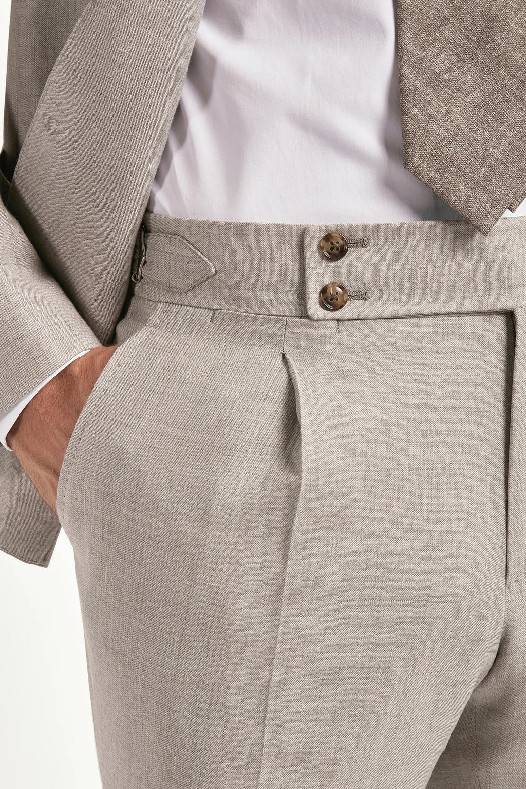 Sand wool silk and linen suit - Made in Italy
