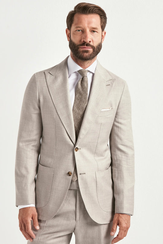 Sand wool silk and linen suit - Made in Italy