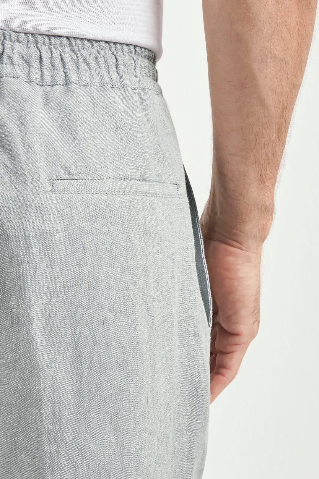Sky grey linen Alassio trousers - Made in Italy