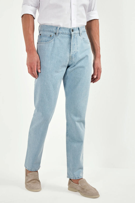 Bleached straight jeans - Candiani cotton - Made in Italy