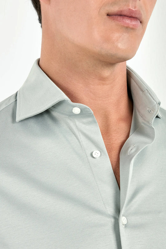 Light sage mercerised cotton shirt - Made in Italy