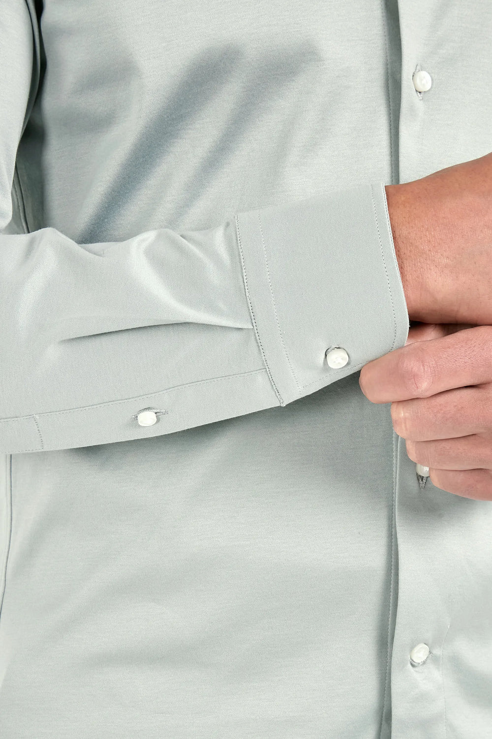 Light sage mercerised cotton shirt - Made in Italy